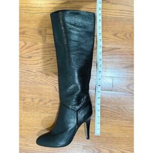 BCBG Maxazria Women’s Tall Black Snake Patent Leather Boots, Size 7.5M